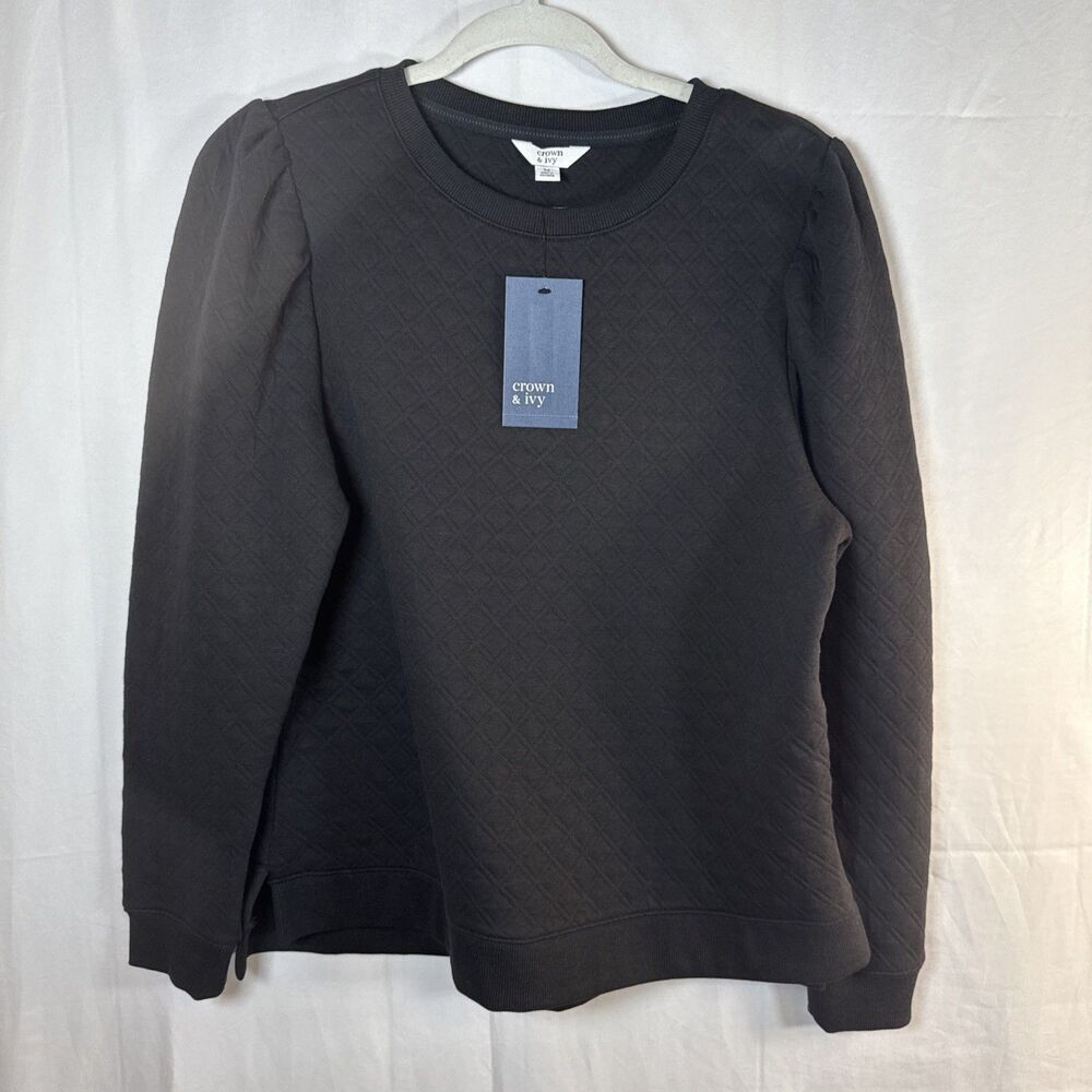 Crown And Ivy Black Long Sleeve Shirt Size Medium NWT